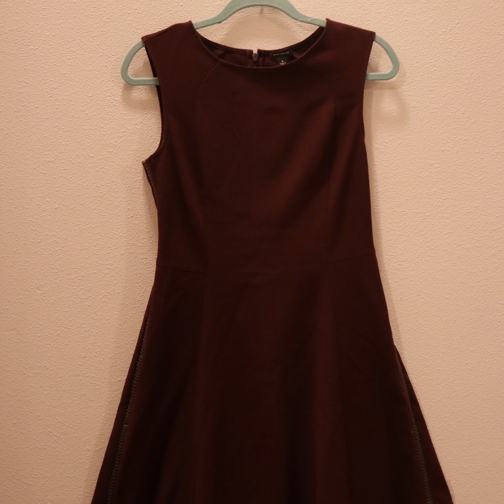 Ann Taylor Burgundy/Red Wine Fit and Flare Dress